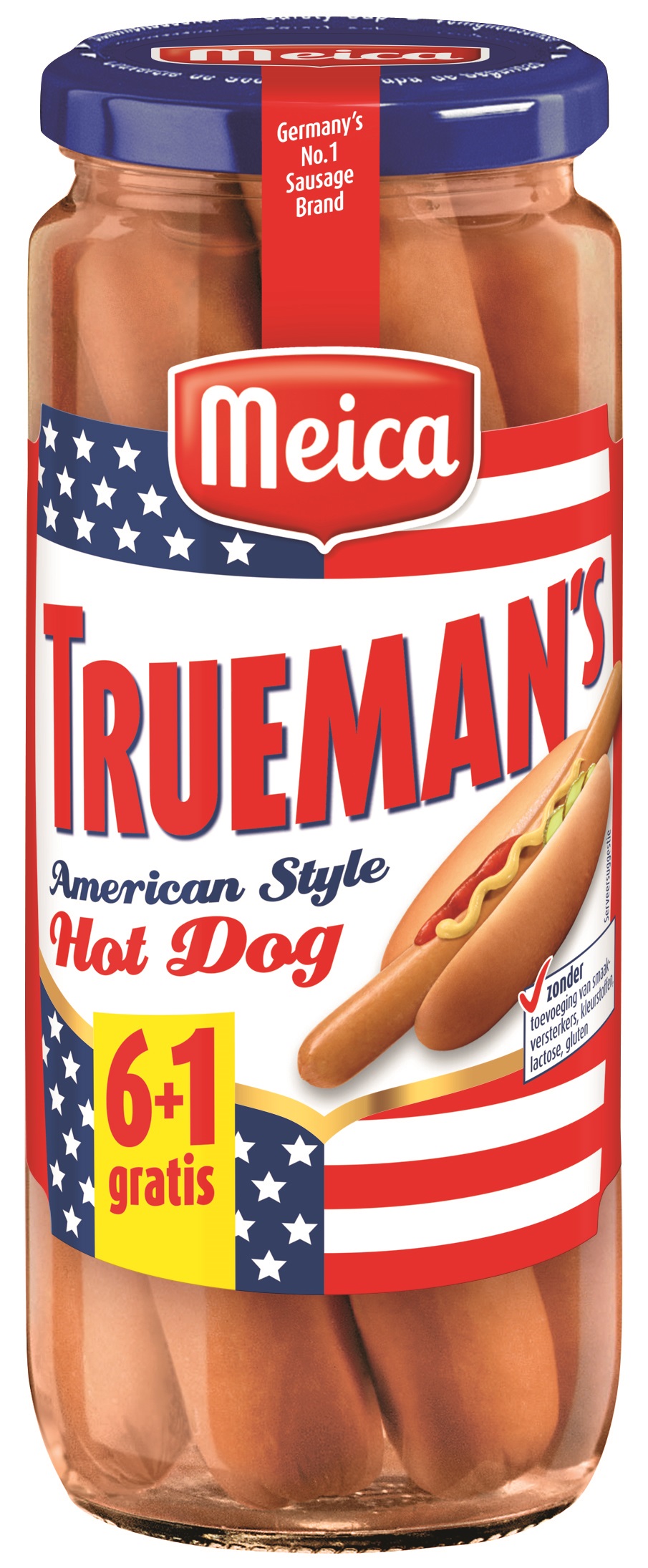 5916 - Meica Truemans Hot Dogs pot 7 stuks 350g